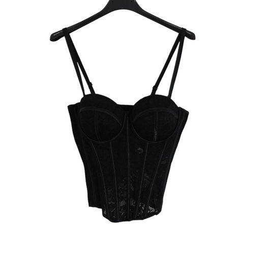 Corsetto in Pizzo Nero con Coppe Rinforzate