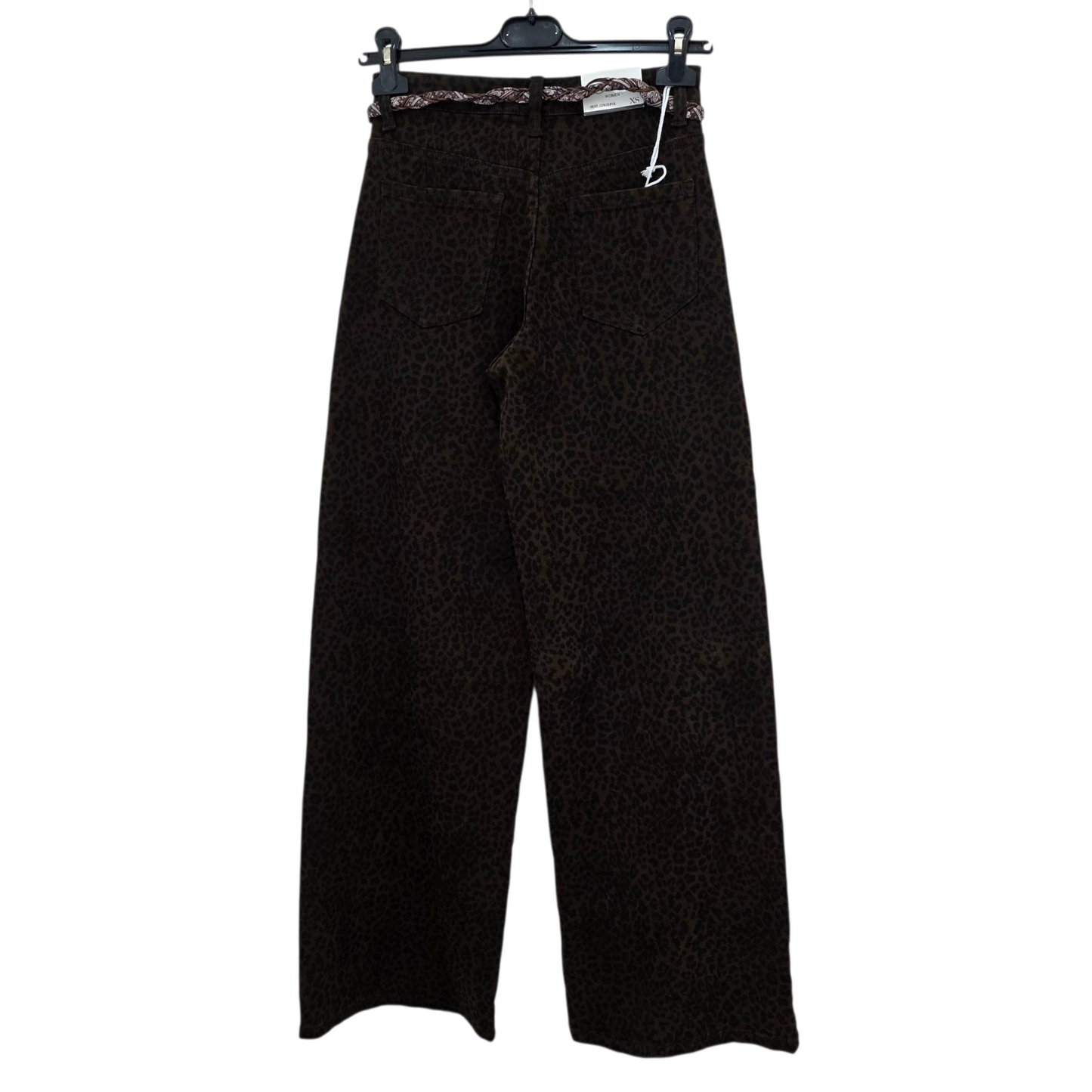 Jeans Palazzo Leopardato con Cintura in Stile Bandana