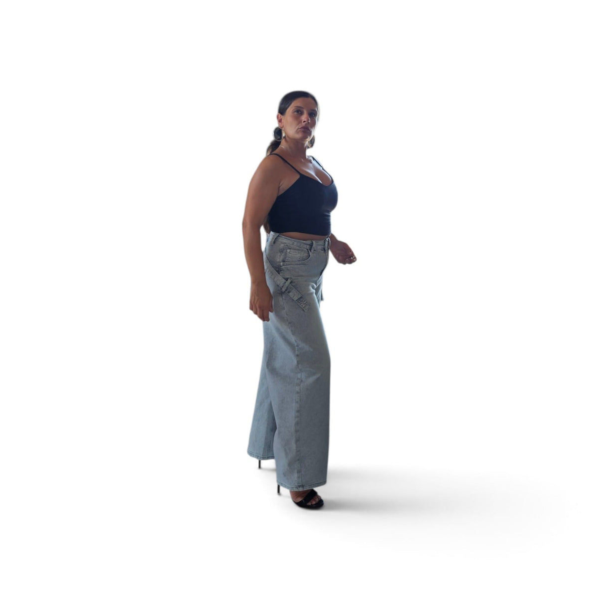 Jeans Cargo in Denim Grigio con Tasche Laterali e Design Casual per Uomo e Donna