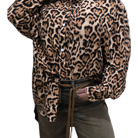 Camicia Leopardata Chic con Nodo