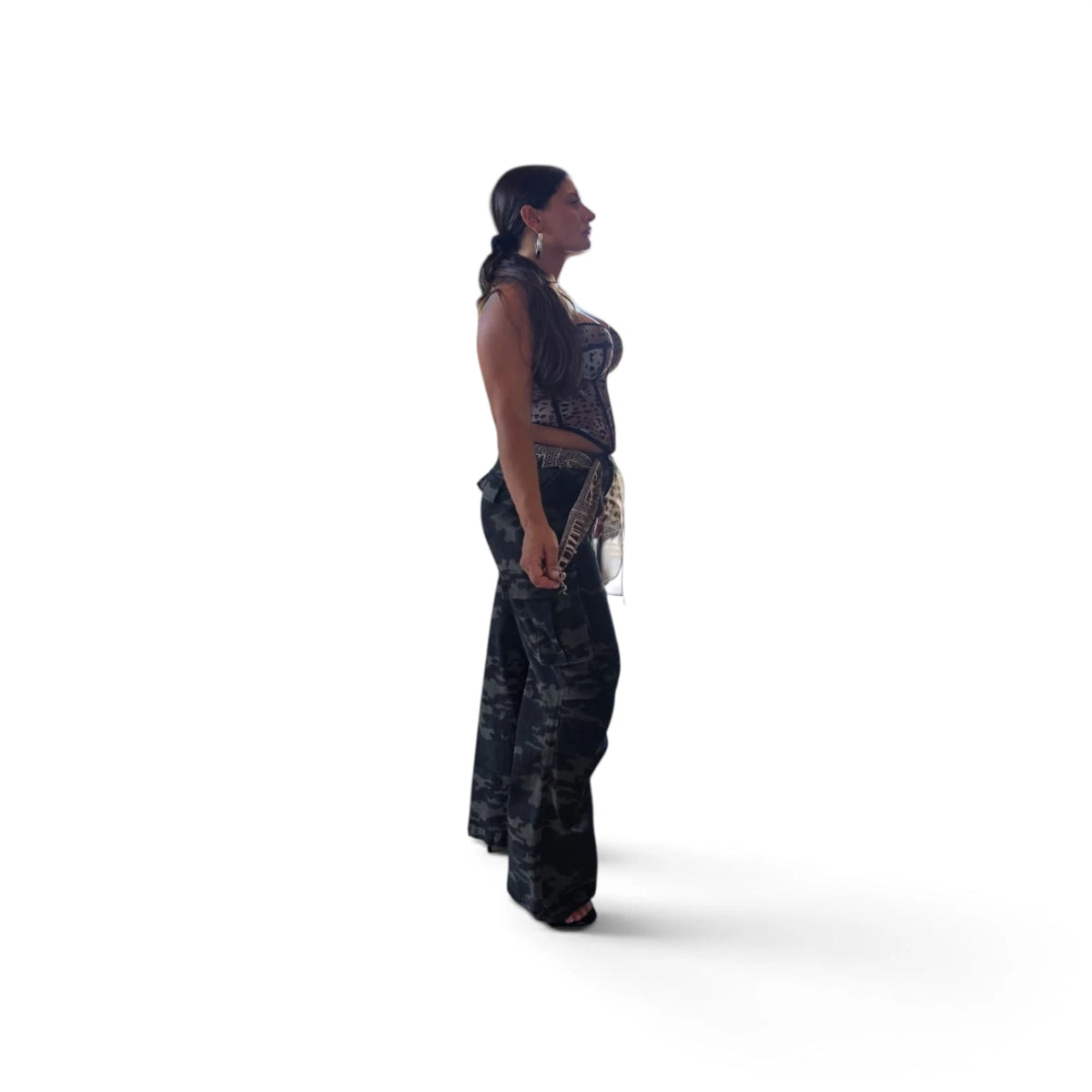 Jeans Militare in Stile Camouflage con Cintura Leopardata per Look Casual e Fashionabile Design Unico e Versatile