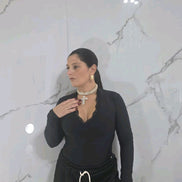 Body con Dettagli in Pizzo Taglia Unica Rosso Elegante e Versatile per Ogni Occasione con Maniche Lunghe e Collo a V Capo Essenziale per il Guardaroba