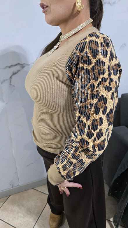 Maglia a Maniche Lunghe con Dettaglio Animalier - Comfort e Stile per Varie Occasioni - Capo Versatile e Originale