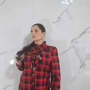 Camicia a Quadri Rossa con Rouches