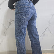 Jeans Leopard Glitterato con Design Fashionabile e Dettagli Glitterati per un Look Elegante e Moderno