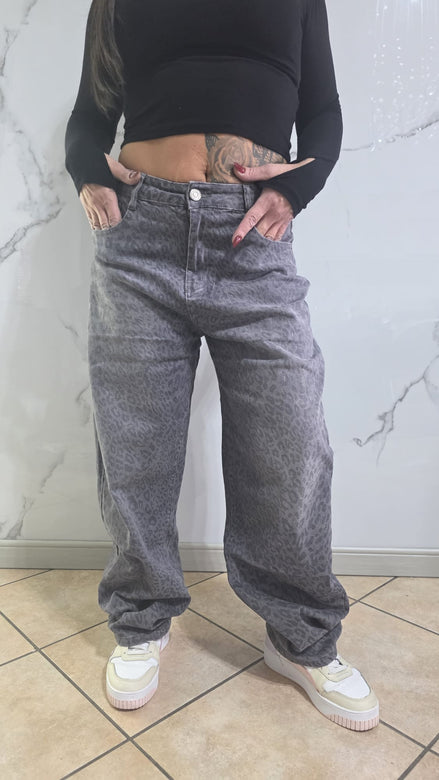 Jeans a Motivo Leopardo per Donna Alta Qualità Stile Casual Comfortabile e Versatile con Design Moderno e Taglia Adatta