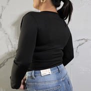 Body Elegante con Scollatura a V e Dettaglio Metallico