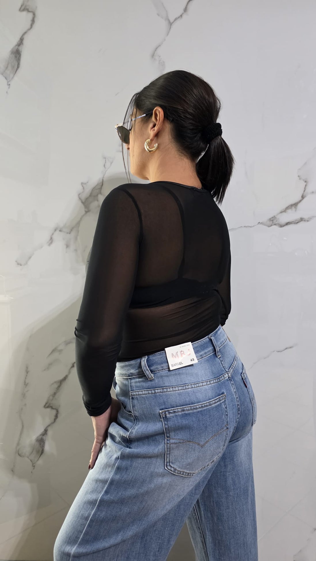 Body Nera con Maniche Lunghe e Dettagli Trasparenti per un Look Moderno e Elegante - Abbigliamento Donna Stile Fashion