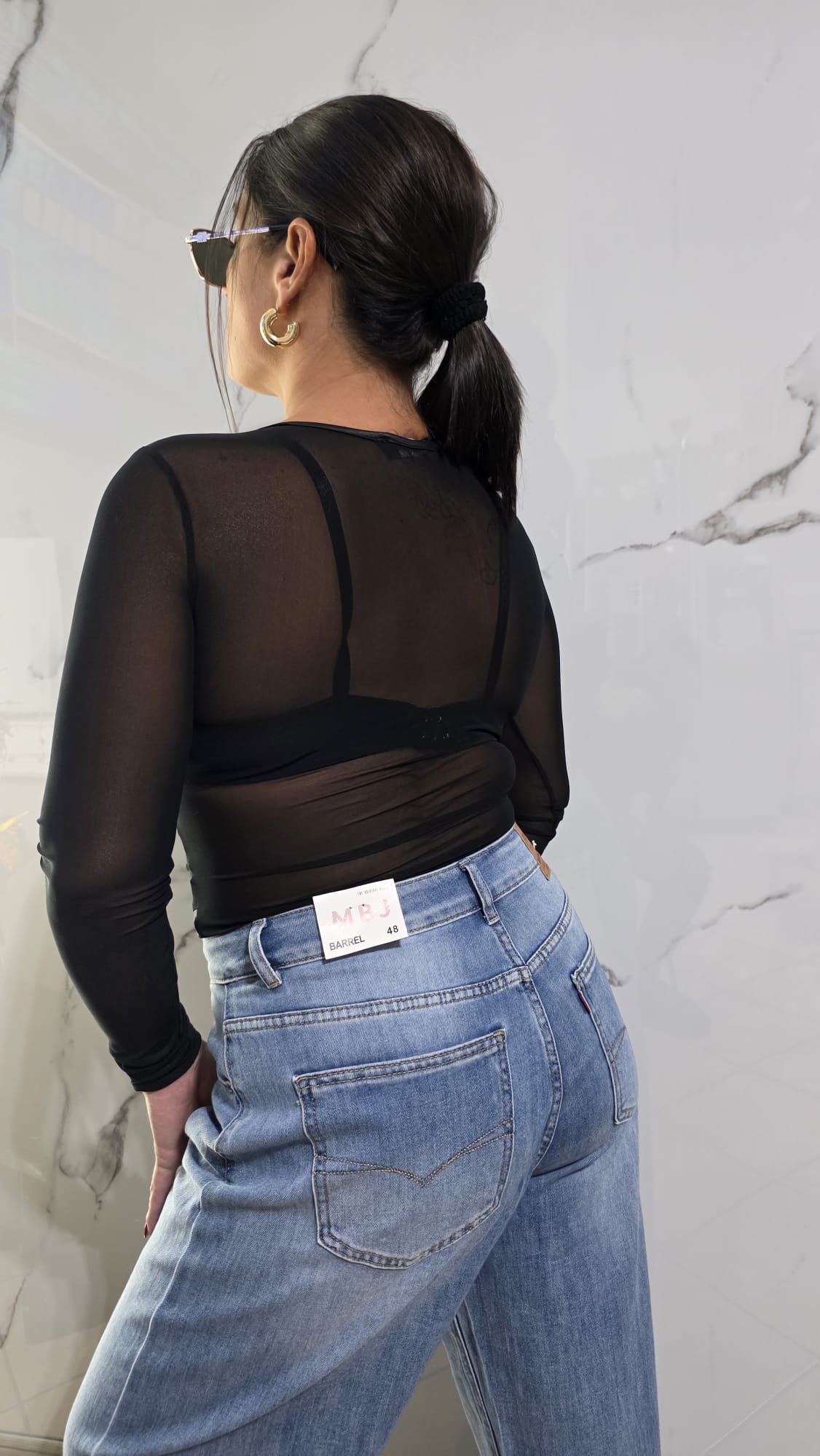 Body Nera con Maniche Lunghe e Dettagli Trasparenti per un Look Moderno e Elegante - Abbigliamento Donna Stile Fashion