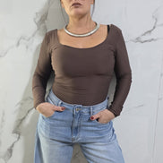 Bodysuit Nero con Schiena Aperta e Maniche Lunghe per Donna Stile Elegante e Moderno Ideale per Occasioni Speciali