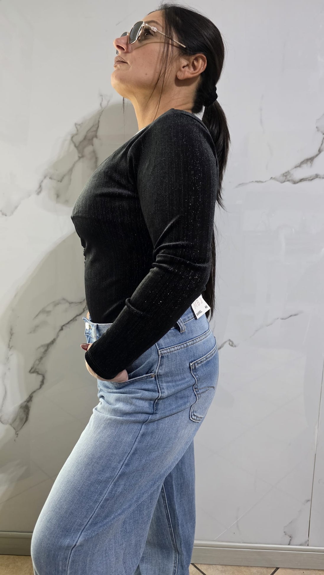 Body con Arricciatura e Scollatura a V