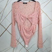 Body in Pizzo con Nodo e Dettaglio Cut-Out