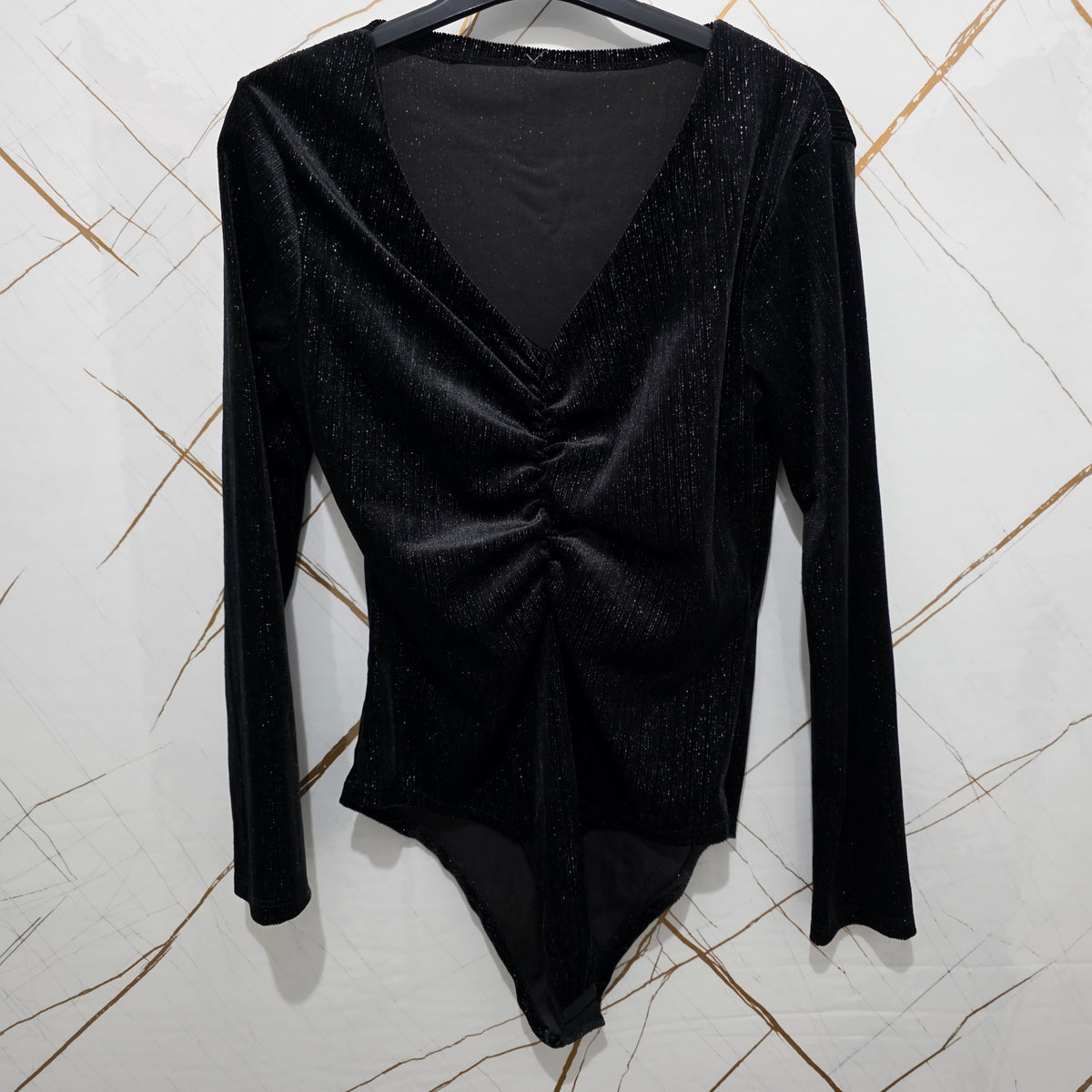 Body con Arricciatura e Scollatura a V