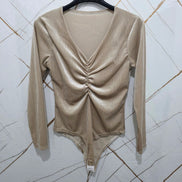 Body con Arricciatura e Scollatura a V