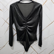 Body con Arricciatura e Scollatura a V