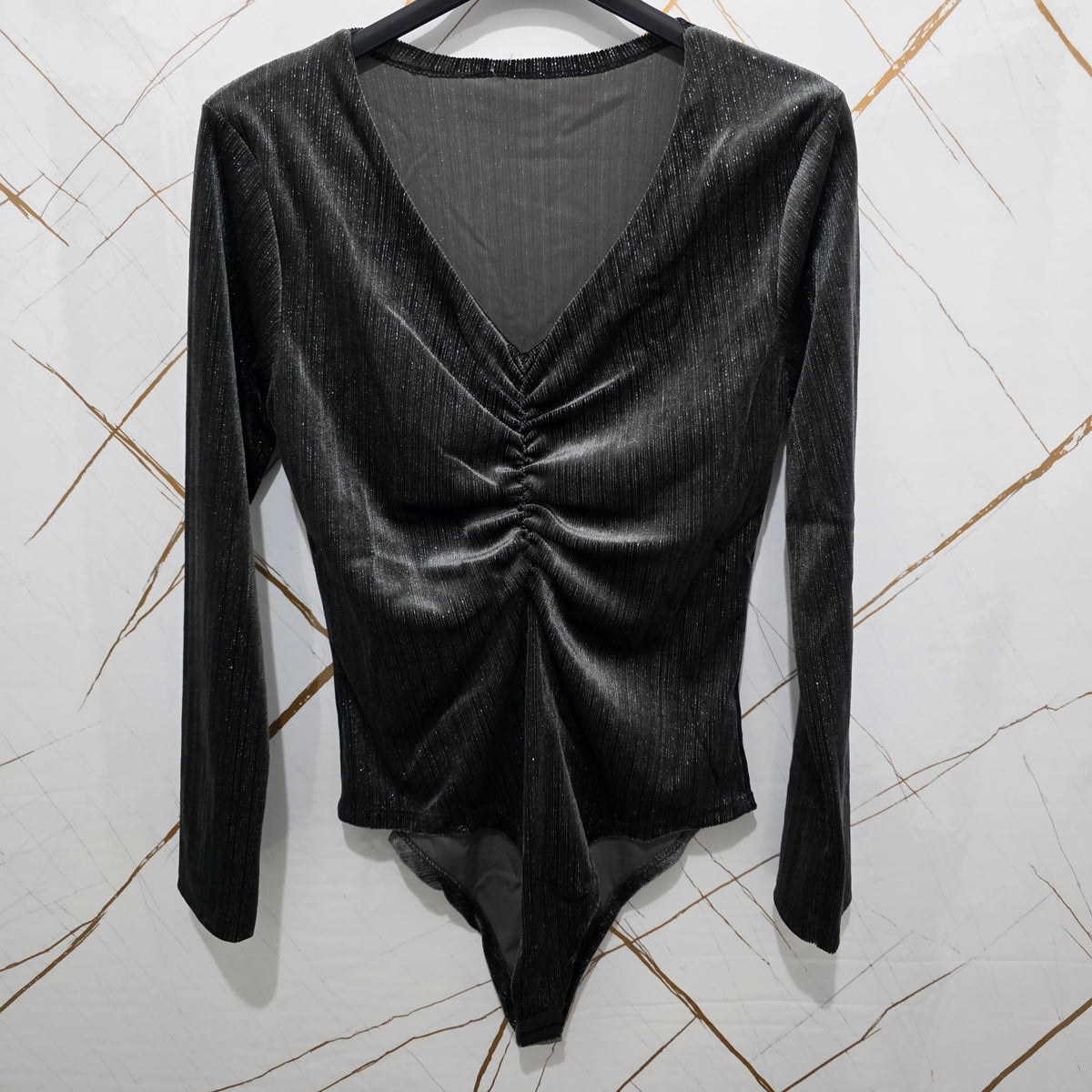 Body con Arricciatura e Scollatura a V