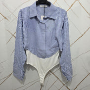 Moccia Body in Vichy con Collo e Maniche Lunghe in Tessuto Checkered per Look Elegante e Versatile Ideale per Ogni Occasione