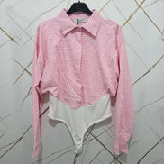 Moccia Body in Vichy con Collo e Maniche Lunghe in Tessuto Checkered per Look Elegante e Versatile Ideale per Ogni Occasione