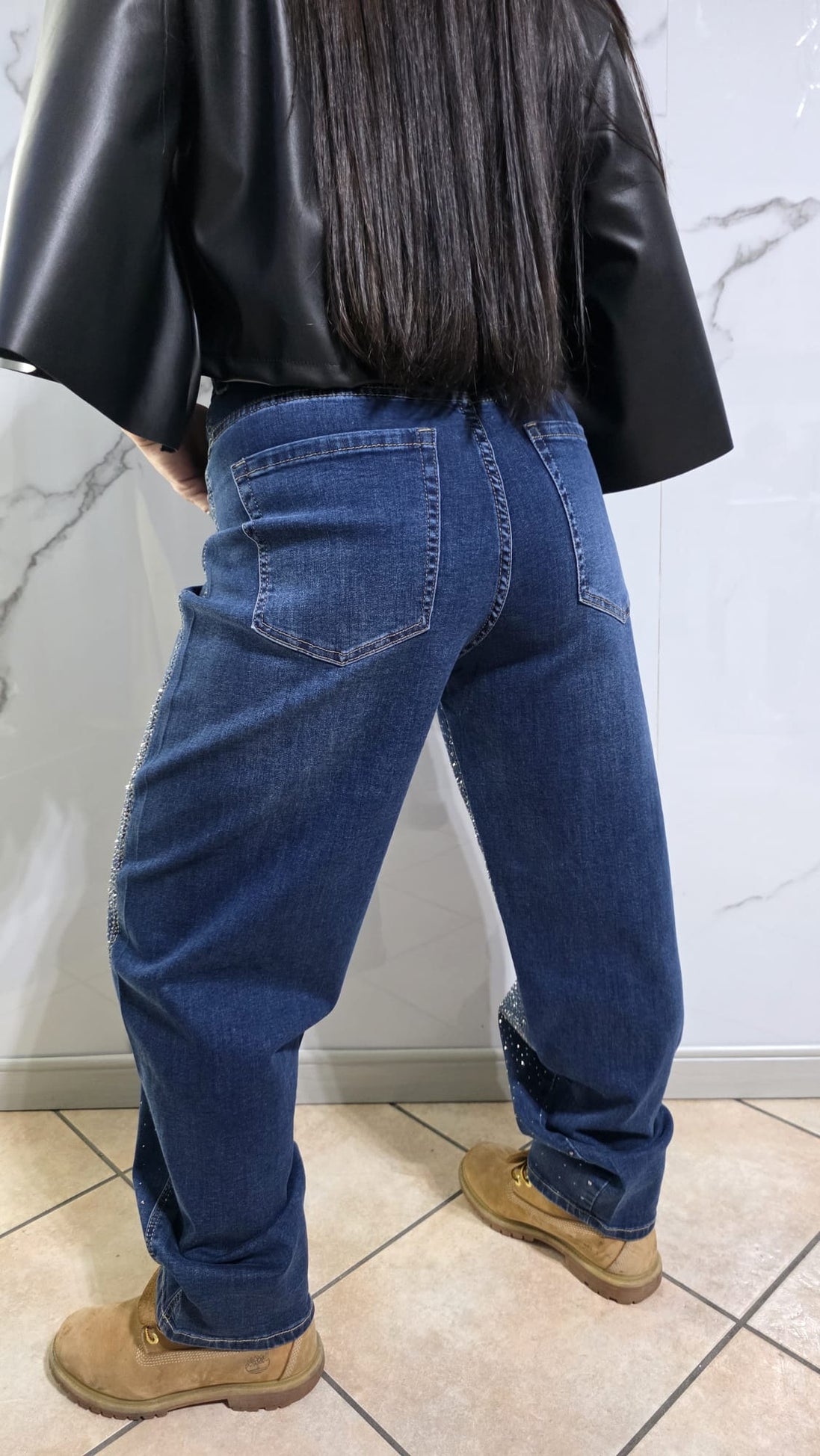 Jeans "Starlight Denim" in Denim Blu con Dettagli di Stelle