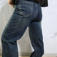 Denim Stardust Jeans a Gamba Larga in Denim Scuro con Dettagli Scintillanti per un Look Audace e Stiloso Comfort e Stile