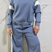 Tuta Completa Blu con Cappuccio e Dettagli a Contrasto - Stile Sportivo e Casual