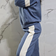 Tuta Completa Blu con Cappuccio e Dettagli a Contrasto - Stile Sportivo e Casual