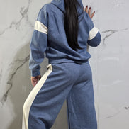 Tuta Completa Blu con Cappuccio e Dettagli a Contrasto - Stile Sportivo e Casual