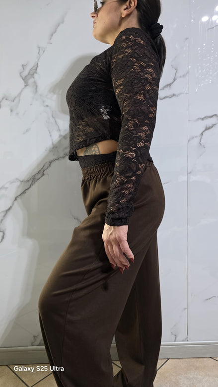tuta completa per Donna - tuta in Rete e Tela di Colore Borgogna con Maniche Lunghe e gonna Lunga tailleur dilaurea