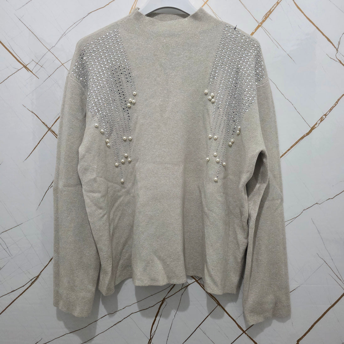 "Maglia Glamour con Dettagli Perle"