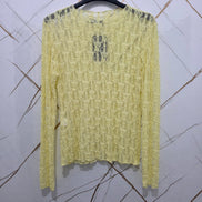 Maglia in Pizzo Blu Scuro con Maniche Lunghe per Donna Elegante