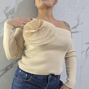 Maglia con Dettaglio Rouché in Nero Stile Casual per Donna