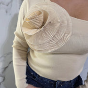 Maglia con Dettaglio Rouché in Nero Stile Casual per Donna