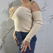 Maglia con Dettaglio Rouché in Nero Stile Casual per Donna