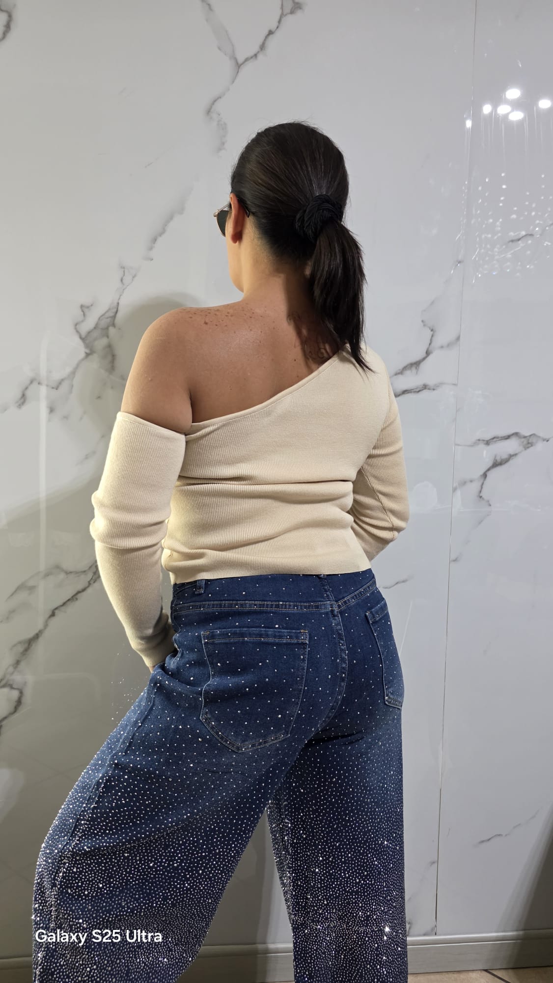 Maglia con Dettaglio Rouché in Nero Stile Casual per Donna
