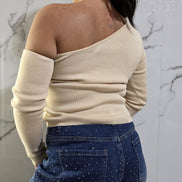Maglia con Dettaglio Rouché in Nero Stile Casual per Donna