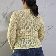 Maglia in Pizzo Blu Scuro con Maniche Lunghe per Donna Elegante