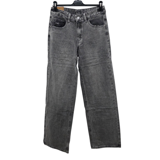 Jeans Wide Leg Grigio con Dettaglio Tashe