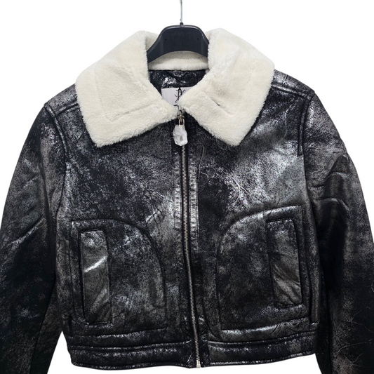 Giubbino Femminile in Faux Leather con Colletto Imbottito