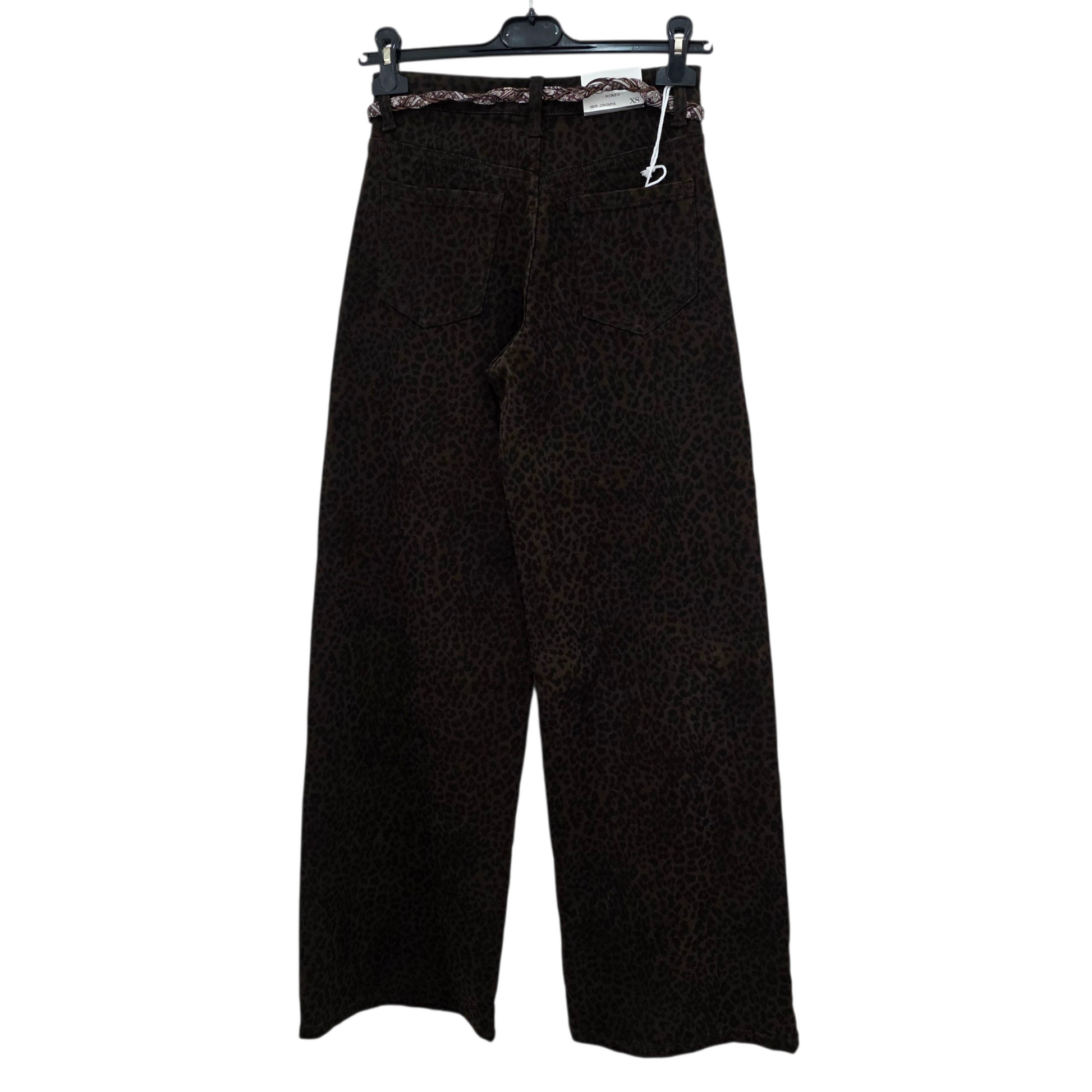 Jeans Palazzo Leopardato con Cintura in Stile Bandana