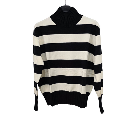 Maglia a Righe con Collo Alto e Maniche Lunghe