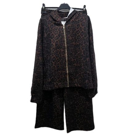 Tuta Completa Sportiva Donna Leopardato con Zip Frontale e Tasche Laterali per Allenamenti Funzionale e Elegante