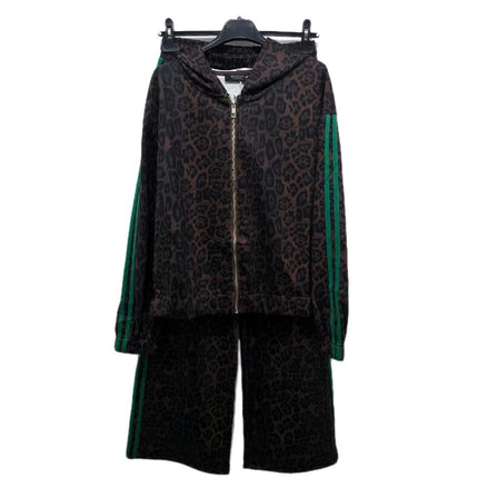 Tuta Completa Sportiva Donna Leopardato con Zip Frontale e Tasche Laterali per Allenamenti Funzionale e Elegante