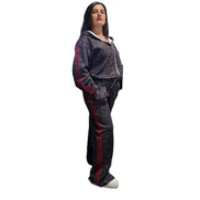 Tuta Completa Sportiva Donna Leopardato con Zip Frontale e Tasche Laterali per Allenamenti Funzionale e Elegante