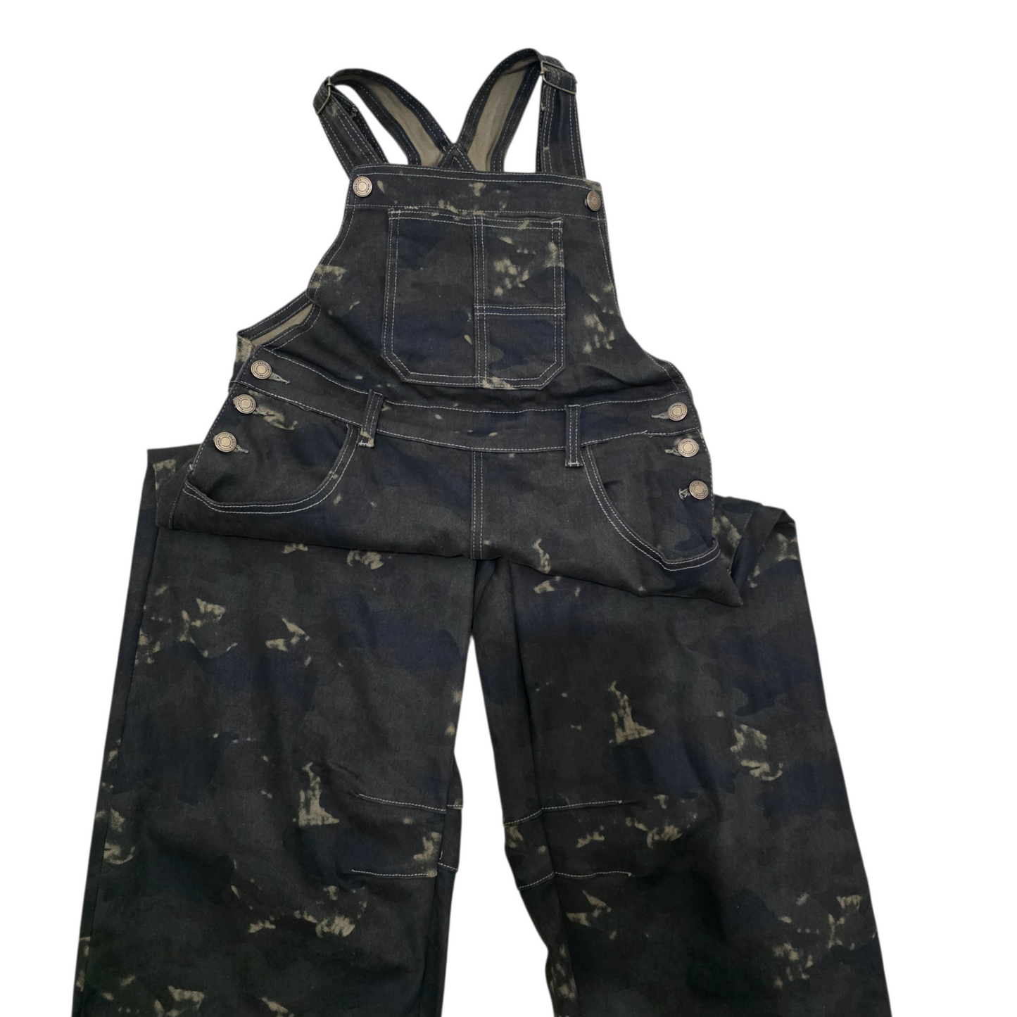 Salopetta Utilitaria in Denim Camouflage con Spalline Regolabili