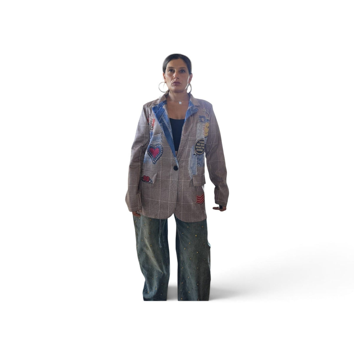 Cappotto Militare Casual con Motivo Fantasia e Patchwork per Look Versatile e Elegante