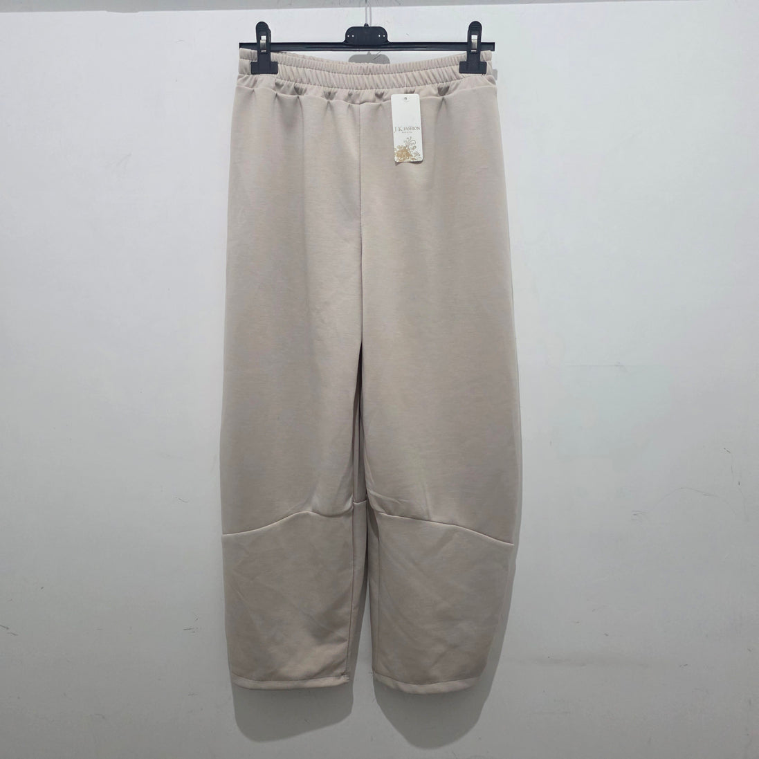 Pantaloni Casual Donna in Tessuto Morbido Beige con Tasche Laterali e Cintura Elastica Comfortable e Stilosi per Occasioni Variate