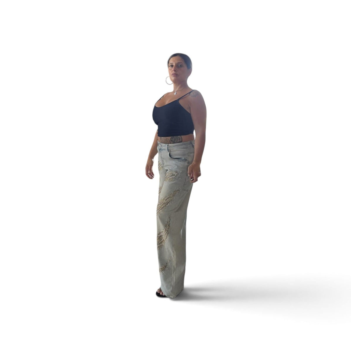 Jeans Ballon Strass con Design Innovativo e Strass Elegante per Occasioni Speciali e Look Audace