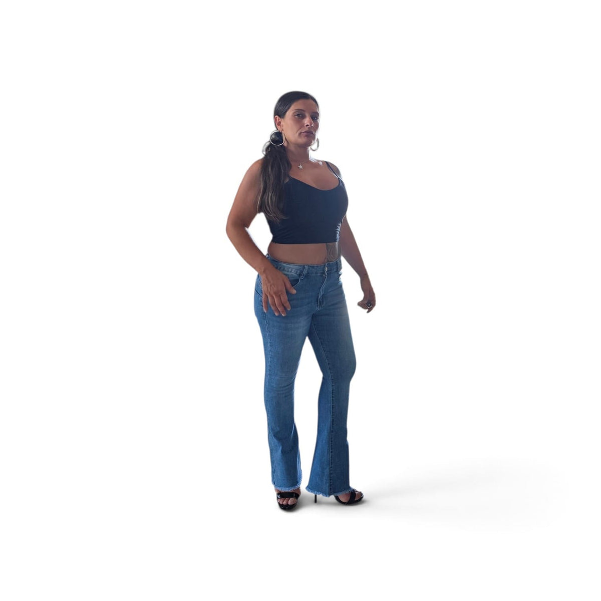 Jeans Flare Push-Up in Denim Blu per Donna con Taglio a Gamba Larga Effetto Push-Up Comfortabile e Versatile per Occasioni Quotidiane