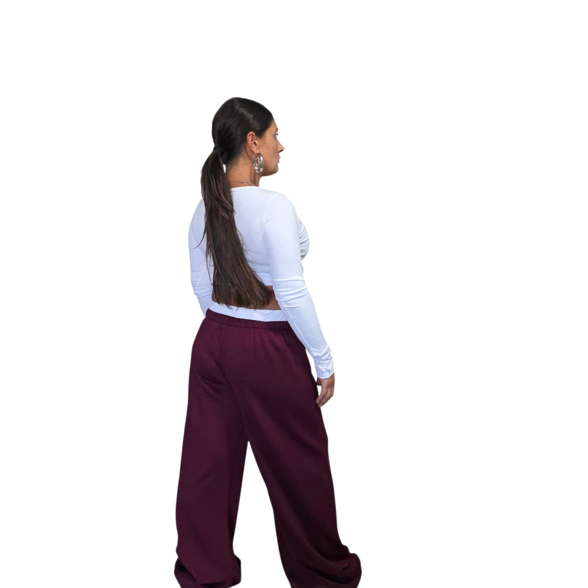 Completo Casual in Jersey con Top e Pantaloni Rosa e Bianco per Donna
