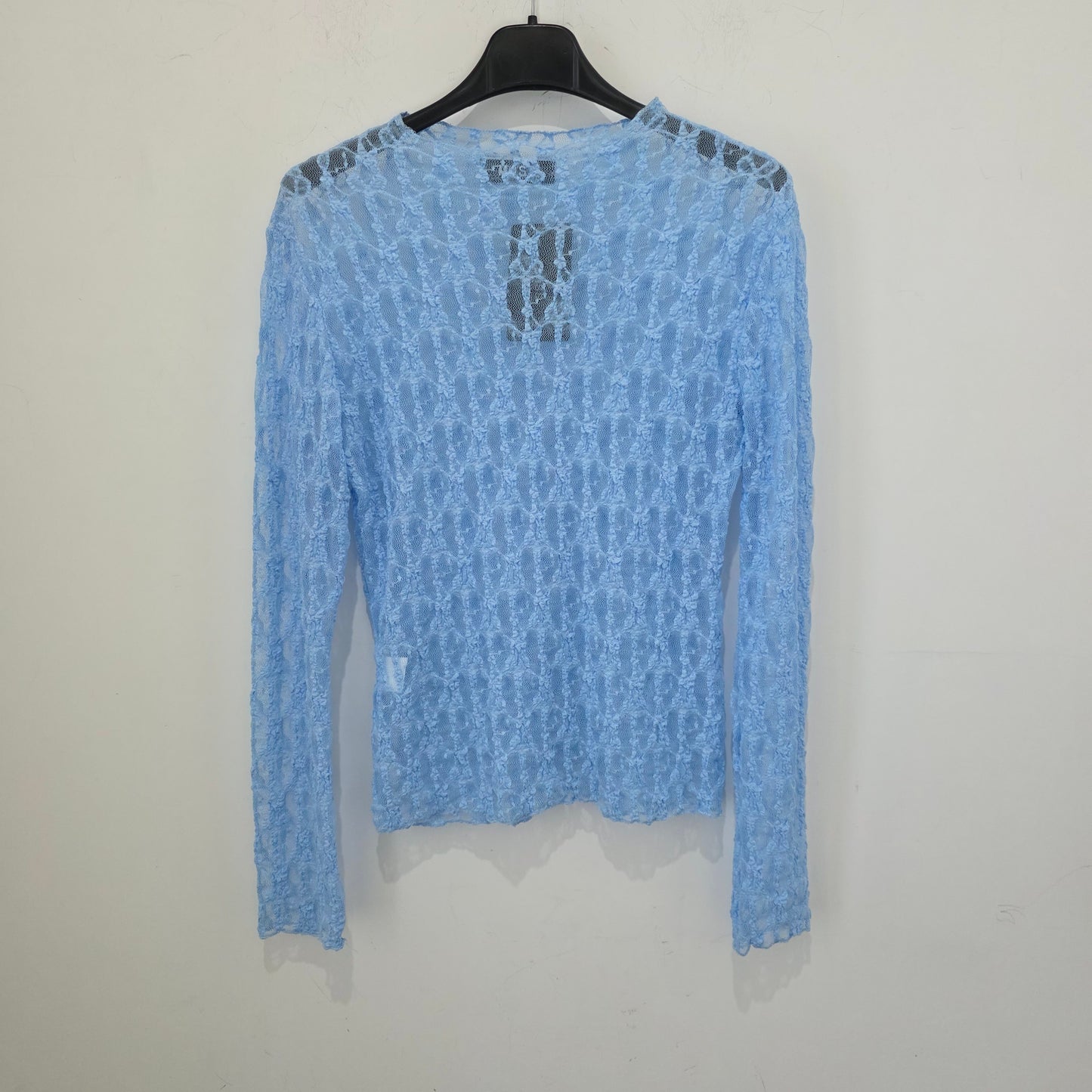 Maglia in Pizzo Blu Scuro con Maniche Lunghe per Donna Elegante 